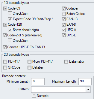 1. Barcode Type, Length and Pattern