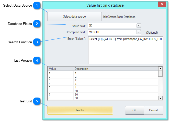 3.5.5.3.4.1. Value List on Database Window