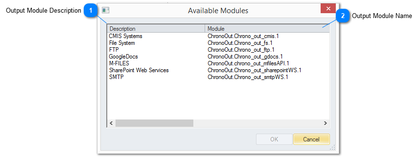 3.4.6.1.6.2. Available Output Modules Window