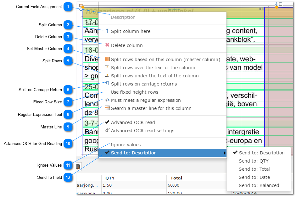 5.8.5.1.2. Column Menu (Master Column)